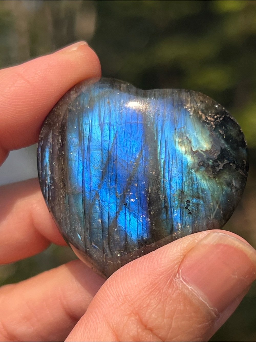 Labradorite (6) heart with stand | crystal